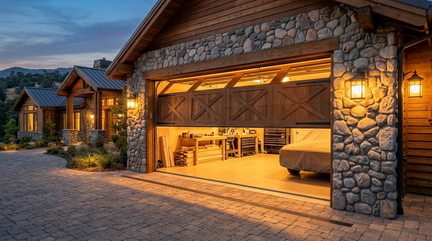 El Dorado Hills Garage Door Service Garage Door Gliding Open Revealing Warm Illuminated Interior